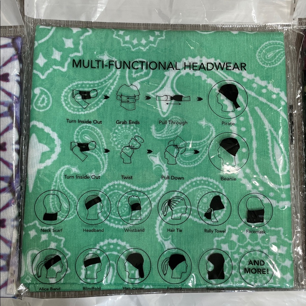 NWT Set of 6 Assorted Patterned Multi Functional Headwear Polyester Microfiber - Picture 3 of 8